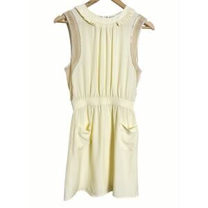 Alexander Wang Yellow Cream Pleated Sleeveless Silk Mini Dress Size 2